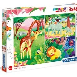 Clementoni Παζλ Super Color 3X48 Jungle Friends (1200-25233) -Παζλ - Puzzle Κατάστημα 684549 1